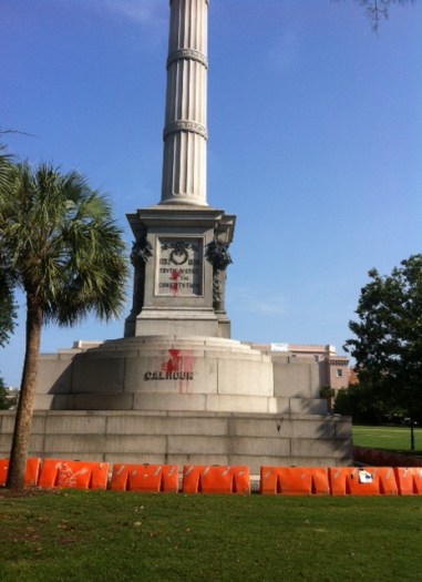 Base of John Calhoun's statue in Charleston, South Carolina. June 2015. Photo by Bradley Dunseith CC BY-NC-PSA 4.0